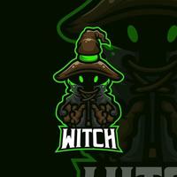 Witch masscot logo illustration premium vector