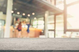 Coffee shop blur background with bokeh image . photo