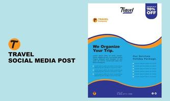 travel social media post illustration template vector design