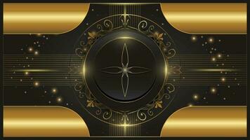 Abstract black and gold circle frame template design vector