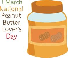 National Peanut Butter Lover's Day Vector illustration.