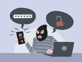 ladrones en línea utilizar teléfono vector