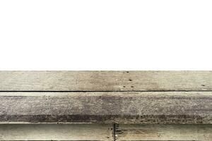 Empty wood table on isolate white background and display montage with copy space for product. photo