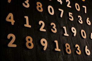 Digital background with numbers. Texture of random numbers figures. Economic Collapse or default concept. photo