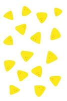 Tasty yellow crispy mexican nachos pattern. Vector flat Mexican food illustration for menu