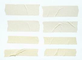 close up of adhesive tape wrinkle set on white background photo