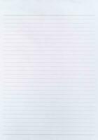 Notebook paper texture lined page template. Blank paper sheet with lines. photo