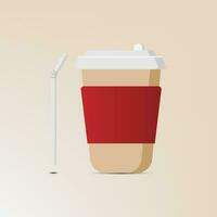 Coffee cup plastic hot and cold. Design flat style vector illustration isolated on background.