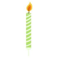 Hand drawn birthday cake candle with burning flame. Vector design element in cartoon flat style