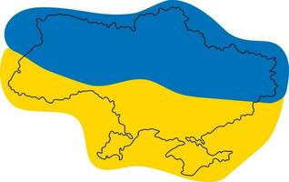Map of Ukraine in yellow and blue colors vector