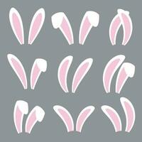 Rabbit ears headband set. Easter bunny ears isolated on background. vector