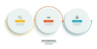 Infographics circle timeline with 3 number data template. Vector illustration abstract background.