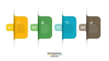 4 data infographics tab paper index template. Vector illustration abstract background.