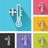 Cold weather thermometer icon, Weather temperature sensor icon, Thermometer with sunny and freezy weather icon, thermometer logo, weather thermometer in multiple color vector