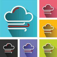 nubes y viento en cielo icono , clima icono, nube símbolo , nube con aire icono, nubes con brisa icono, nube logo , nubes vector íconos conjunto