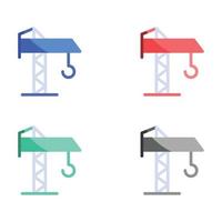 Construction crane icon, Crane hook icon, crane icon, building crane Icon, and lifter line icons in multiple colors vector