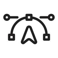 Vector pen tool icon in black flat design on white background, pen tool icon. Vector flat graphic illustration. The isolated object on a white background, arrow with line icon