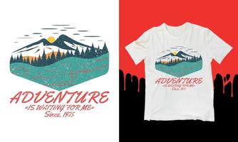 Adventure at the mountain graphic artwork for t shirt and others. Mountain with tree retro vintage print design. vector