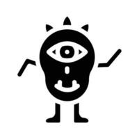 cool monster alien glyph icon vector illustration