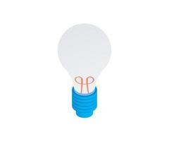 Light bulb isometric style icon isolated on white background vector