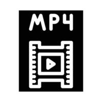 mp4 file format document glyph icon vector illustration