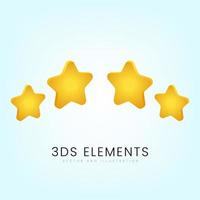 Four yellow stars glossy colors. Customer rating feedback concept from client about employee of website. Realistic 3d design. Vector illustration