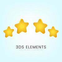 Four yellow stars glossy colors. Customer rating feedback concept from client about employee of website. Realistic 3d design. Vector illustration