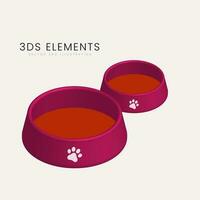 conjunto de perro comida lámina. rosado comida plato 3d vector, ilustración vector