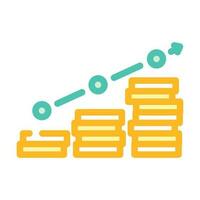 growth trend gold coin color icon vector illustration