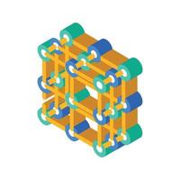 network molecular structure isometric icon vector illustration