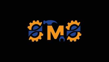 letra SMS fabricación mecánico logo vector