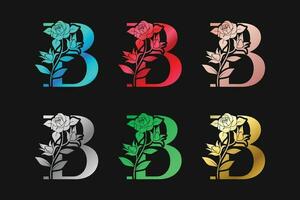Alphabet Letter B With Flowers And Leaves Vector