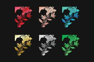 Number 7 Seven With Flowers And Leaves Vector