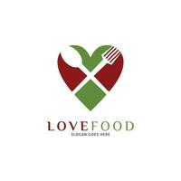 amor comida icono vector logo modelo ilustración diseño