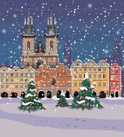 Merry Christmas, New Year's Eve in Prague. Vector. vector