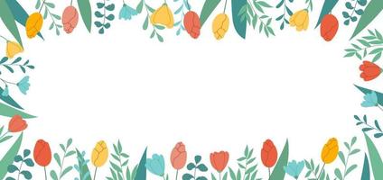 Spring floral rectangular background with space for text in flat style vector