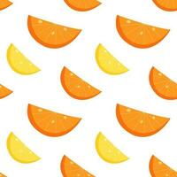 Fruity citrus seamless pattern with oranges and lemons. Wrapping textures and textile print. vector