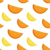 Fruity citrus seamless pattern with oranges and lemons. Wrapping textures and textile print. vector