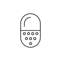 Transparent Capsule with Granules for Medication Line Icon. Vector sign for applications, books, banners, adverts, sites, shops, stores