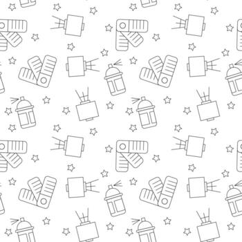 Vector seamless pattern of dye and easel made of various element