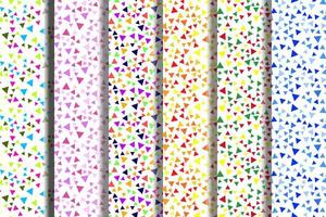 Set of vector seamless patterns of vibrant multicolored triangles for fabric, textile, wallpapers, postcards, placards