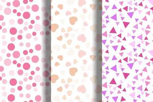 Collection of vector seamless patterns of bubbles, hearts, triangles for websites, wallpapers, clothes, wrapping, printing
