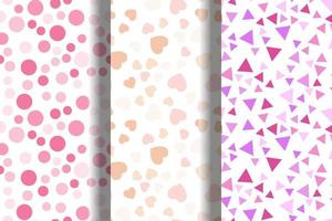 Collection of vector seamless patterns of bubbles, hearts, triangles for websites, wallpapers, clothes, wrapping, printing