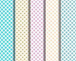 Collection of repeating seamless patterns of blue, pink, beige flowers for printing on various surfaces such as postcards, placards, fabric, papers, dishes etc vector