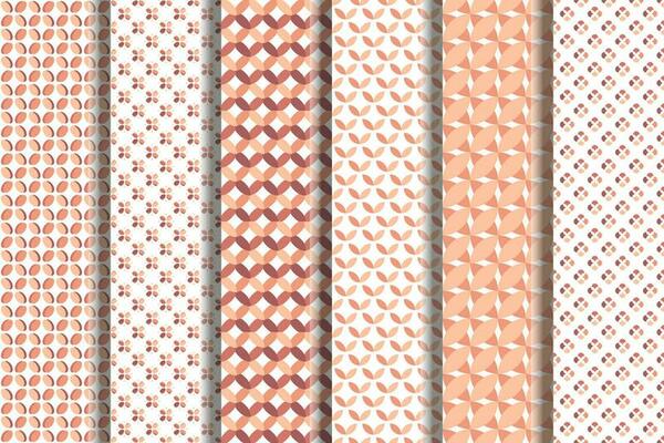 Collection of repeating seamless patterns of brown beige flowers and leaves for printing on various surfaces such as postcards, placards, fabric, papers, dishes etc