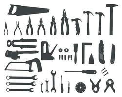 Hand tool silhouettes, Tools silhouette, Construction tools silhouette, Tools SVG vector