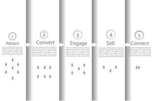 plantilla infográfica para negocios. Diagrama de embudo de ventas moderno de 5 niveles, infografía vectorial de presentación. vector