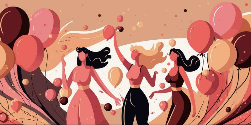international women's day cartoon scene style