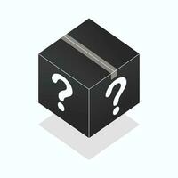 Mystery Box Vector design black color with question mark side flat art illustration asset perfect for online marketplace element ready to use free editable