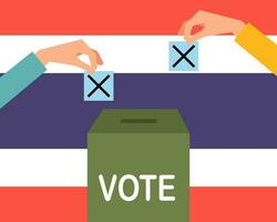 Ballot paper for election vote with voting box and Thailand flag vector